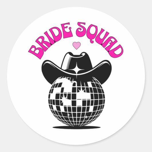 last disco bachelorette party bride squad cowgirl ronde sticker (Voorkant)