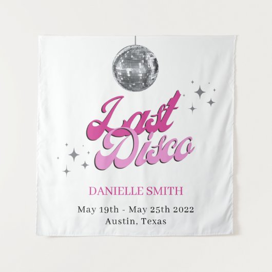 Last Disco Bachelorette Theme Ball Photo backdrop Wandkleed (Voorkant)