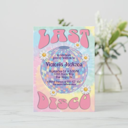 Last Disco Ball Bachelorette Party 1970's Kaart (Staand voorkant)