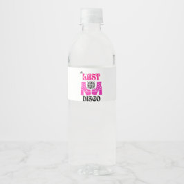 last disco groovy bachelorette party pink waterfles etiket