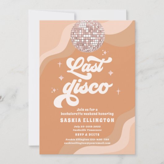 Last Disco Retro 70 Bachelorette Weekend Itinerary Kaart (Voorkant)