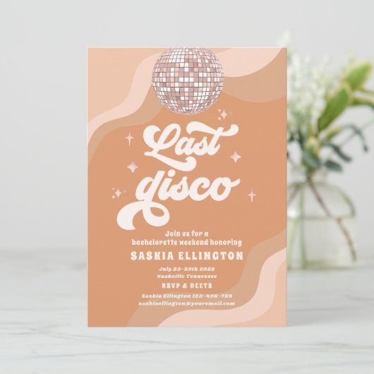 Last Disco Retro 70 Bachelorette Weekend Itinerary Kaart (Staand voorkant)