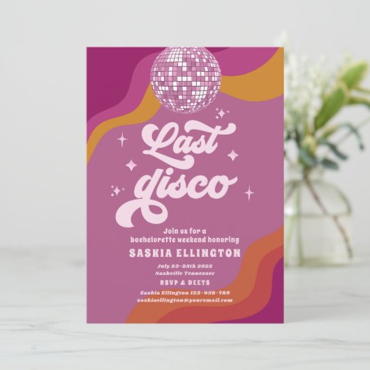 Last Disco Retro 70 Bachelorette Weekend Itinerary Kaart (Staand voorkant)