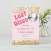 Last Disco Retro Glam Pink Gold Bachelorette Kaart (Staand voorkant)