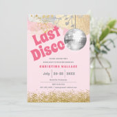 Last Disco Retro Glam Pink Gold Bachelorette Kaart (Staand voorkant)