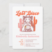 Last Disco Retro Pink Cowgirl Bachelorette Party  Kaart (Voorkant)