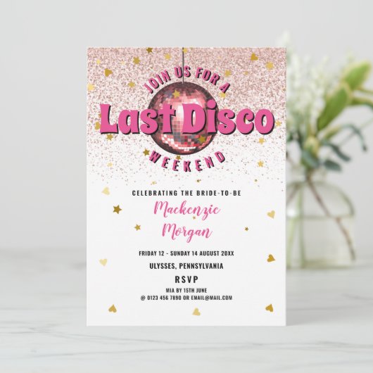 Last Disco Weekend Bachelorette Party Kaart (Staand voorkant)
