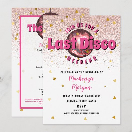 Last Disco Weekend Bachelorette Party Kaart (Voorkant / Achterkant)