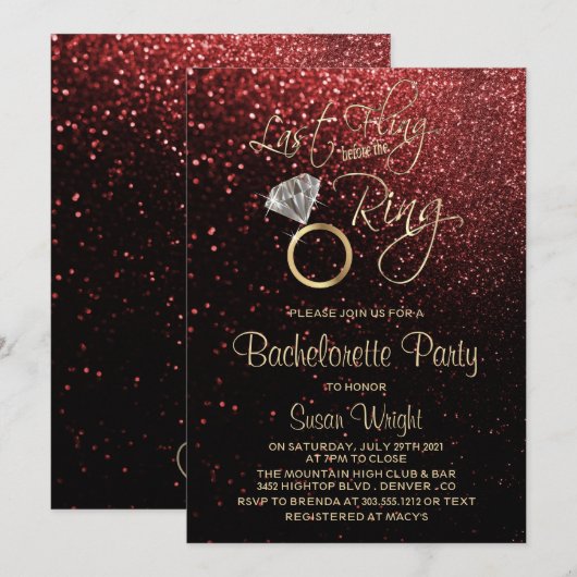 Last Fling Before the Ring Bachelorette Red Kaart (Voorkant / Achterkant)
