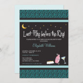 Last Fling Zebra Bachelorette Invitation (aqua) Kaart (Voorkant / Achterkant)