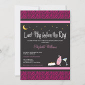 Last Fling Zebra Bachelorette Invitation (fuschia) Kaart (Voorkant)