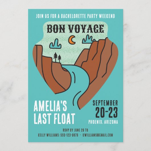 Last Float Bachelorette Party Weekend Invitation Kaart (Voorkant)