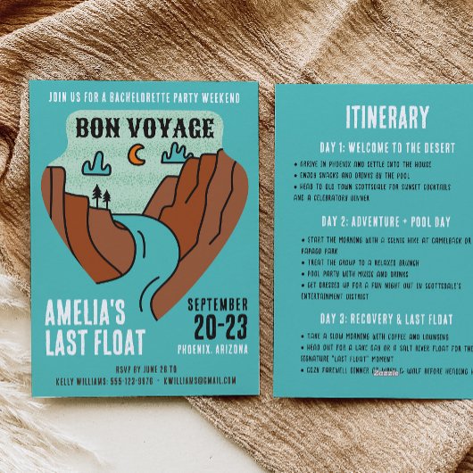 Last Float Bachelorette Party Weekend Invitation Kaart