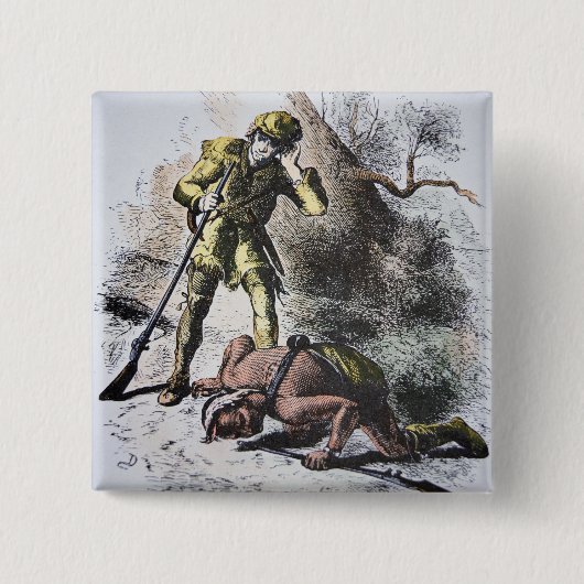 "Last of the Mohicans" van James Fenimore Cooper ( Vierkante Button 5,1 Cm (Voorkant)
