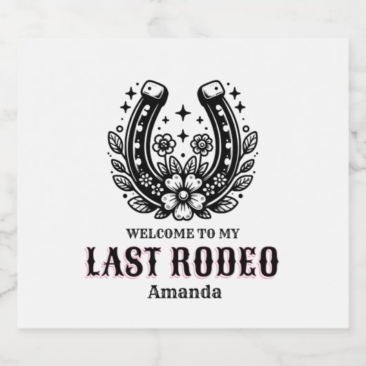 last rodeo bachelorette party black and white  sparkling wijnetiket (Enkel label)
