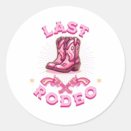 last rodeo bachelorette party pink cowgirl ronde sticker