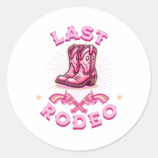 last rodeo bachelorette party pink cowgirl ronde sticker (Voorkant)