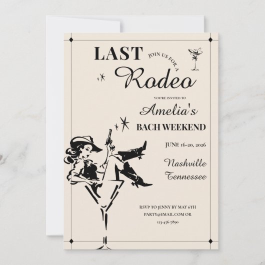 Last Rodeo Bachelorette Weekend Itinerary Invitati Kaart (Voorkant)