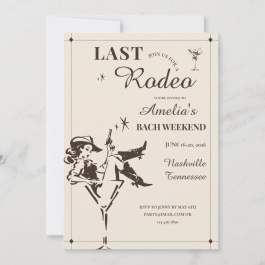 Last Rodeo Bachelorette Weekend Itinerary Kaart (Voorkant)