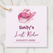 Last Rodeo Bachelorette Weekend | Roze Favorietent Bedankjes Labels (Voorkant)