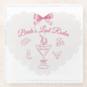 “Last Rodeo” Bruidsstam Western Bachelorette-feest Glazen Onderzetter