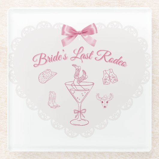 “Last Rodeo” Bruidsstam Western Bachelorette Glazen Onderzetter (Voorkant)