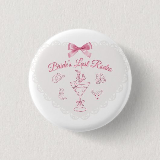 “Last Rodeo” Bruidsstam Western Bachelorette Ronde Button 3,2 Cm (Voorkant)