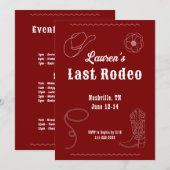 Last Rodeo Cowgirl Western Bachelorette Invitation Kaart (Voorkant / Achterkant)