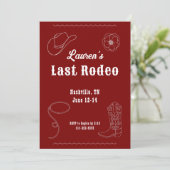 Last Rodeo Cowgirl Western Bachelorette Invitation Kaart (Staand voorkant)