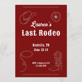 Last Rodeo Cowgirl Western Bachelorette Invitation Kaart