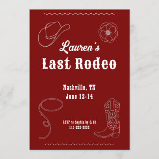 Last Rodeo Cowgirl Western Bachelorette Invitation Kaart