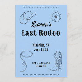 Last Rodeo Cowgirl Western Bachelorette Invitation Kaart