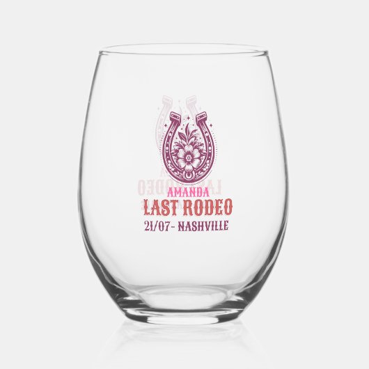 last rodeo pink and purple horseshoe floral wijnglas zonder voet (Voorkant)