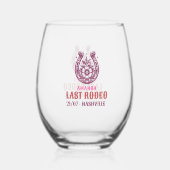 last rodeo pink and purple horseshoe floral wijnglas zonder voet (Achterkant)