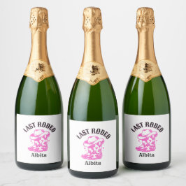 last rodeo pink cowgirl bachelorette party sparkling wijnetiket