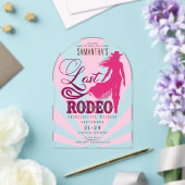 Last Rodeo Pink Cowgirl Nash Bash Bachelorette Acryl Uitnodigingen (Insitu (Huwelijk))