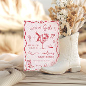 Last Rodeo Pink & Red Western Cowgirl Bachelorette Kaart