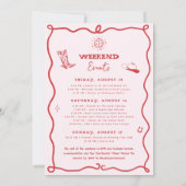 Last Rodeo Pink & Red Western Cowgirl Bachelorette Kaart (Achterkant)