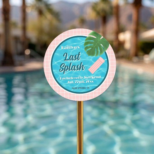 Last Splash Bachelorette Weekend Pool Party Favor Ronde Sticker