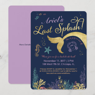 Last Splash Mermaid Bachelorette Invite Kaart