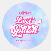 Last Splash Pool Bruidsmeisje Ronde Sticker (Voorkant)