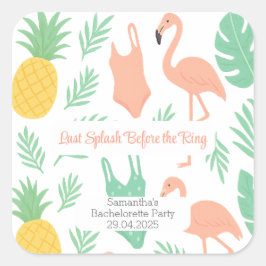 "Last Splash"-Sticker met palmbomen, zwemkleding Vierkante Sticker