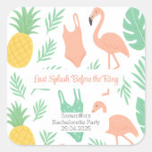 "Last Splash"-Sticker met palmbomen, zwemkleding Vierkante Sticker (Voorkant)