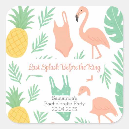 Last Splash" Sticker met palmbomen, zwempakken (Voorkant)