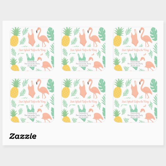 Last Splash" Sticker met palmbomen, zwempakken (Vel)