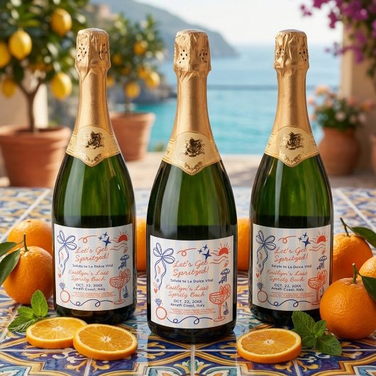 Last Spritz Amalfi Coast Bachelorette Party Sparkling Wijnetiket