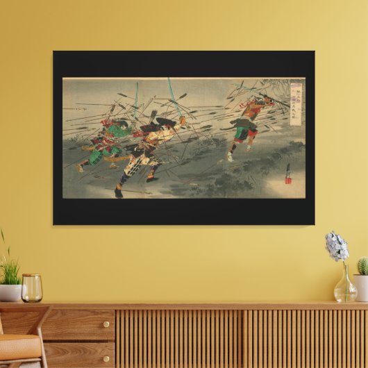 Last Stand of the Kusunoki Clan at Shijonawate Canvas Afdruk (Insitu (Woonkamer))