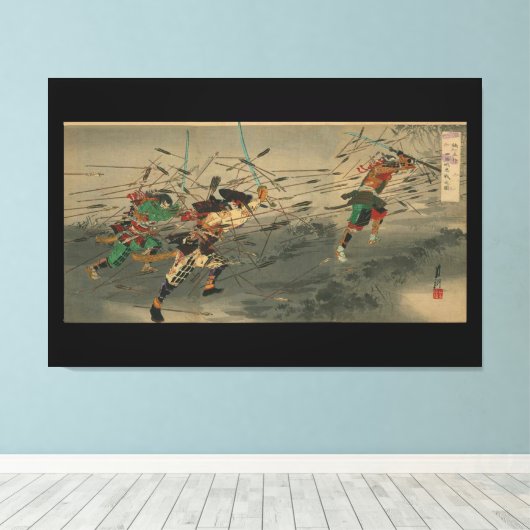 Last Stand of the Kusunoki Clan at Shijonawate Canvas Afdruk (Insitu (Houten vloer))