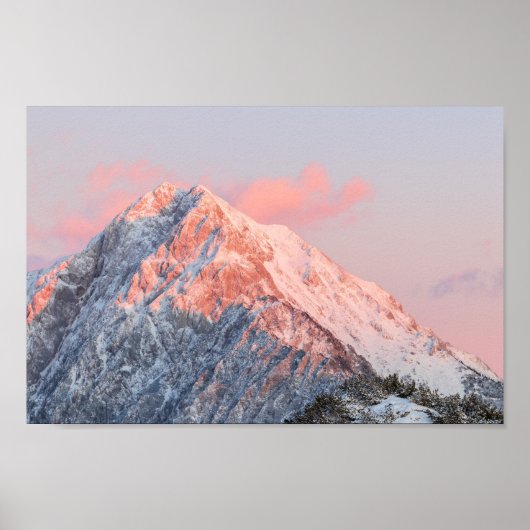 Last sun light on mountain Storžič, Slovenia Poster (Voorkant)