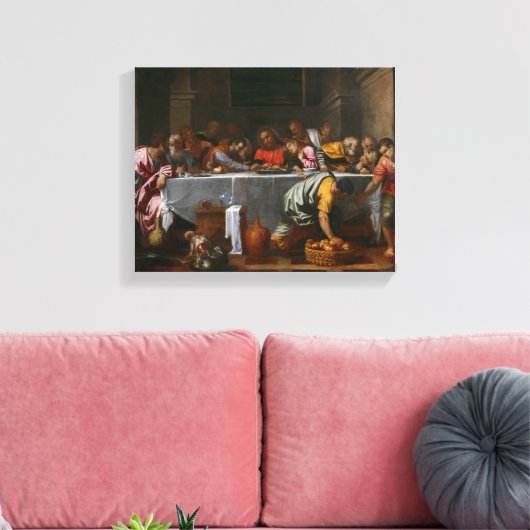 Last Supper - Agostino Carracci - c1595 Canvas Afdruk (Insitu (Woonkamer))